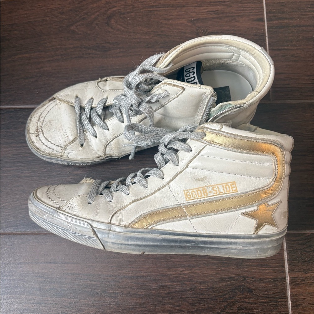 Golden Goose Cream and Gold High-Tops